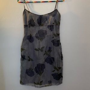 Vintage 90s Y2K LAUNDRY by Shelli Segal grey rose mini dress